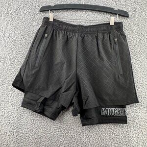 Rawgear Black Dual-Layer Athletic Shorts W/ Zipper Pockets Size Small NWT #RG114